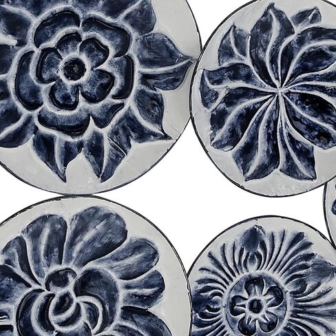 Deco 79 Metal Plate Wall Decor with Embossed Details, 34" x 2" x 21", Blue in Saudi Arabia