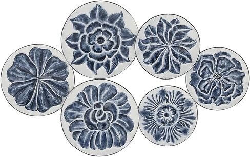 Deco 79 Metal Plate Wall Decor with Embossed Details, 34" x 2" x 21", Blue in Saudi Arabia