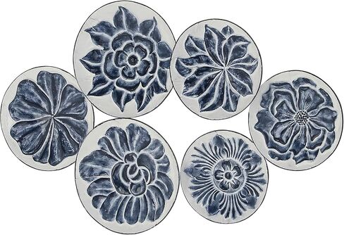 Deco 79 Metal Plate Wall Decor with Embossed Details, 34" x 2" x 21", Blue in Saudi Arabia