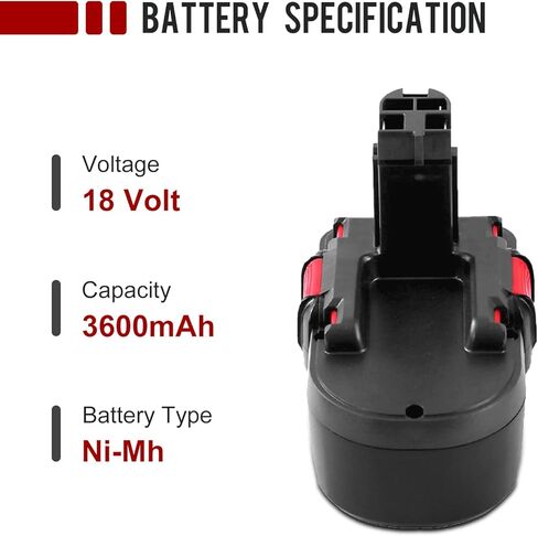 2 حزم Ni-Mh 3.6Ah 18 فولت BAT025 BAT026 بطارية بديلة متوافقة مع بطارية بوش 18 فولت BAT180 BAT181 BAT189 in Kuwait