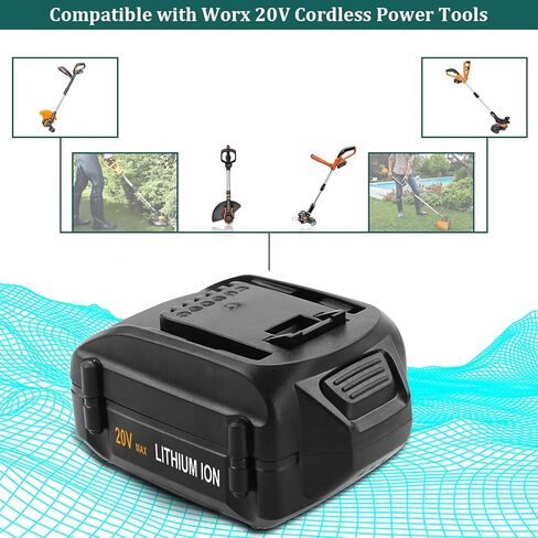 Dosctt 【تم ترقيته إلى 6000 مللي أمبير في الساعة】 بطارية بديلة 20 فولت 6.0 أمبير WA3578 متوافقة مع بطارية ليثيوم Worx 20 فولت WA3525 WA3520 WA3575 WG151s WG155s WG251s WG540s WG890 WG891 WG255s WG545s in Kuwait