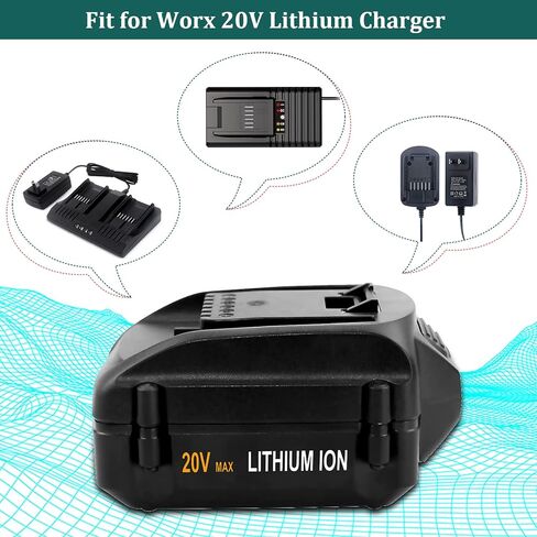 Dosctt 【تم ترقيته إلى 6000 مللي أمبير في الساعة】 بطارية بديلة 20 فولت 6.0 أمبير WA3578 متوافقة مع بطارية ليثيوم Worx 20 فولت WA3525 WA3520 WA3575 WG151s WG155s WG251s WG540s WG890 WG891 WG255s WG545s in Kuwait