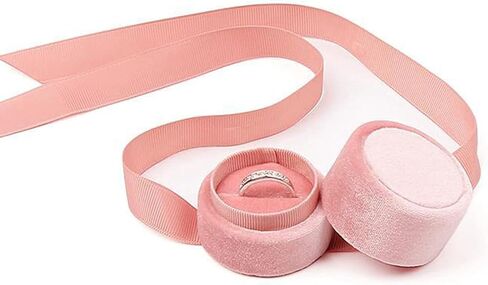 فيضة صندوق خواتم الزفاف والخطوبة، صندوق مجوهرات مخملي فاخر مع فيونكة حريرية انيقة للخطوبة وحفلات الزفاف واعياد الميلاد والذكرى السنوية وعرض الزواج in Kuwait