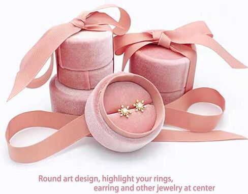 فيضة صندوق خواتم الزفاف والخطوبة، صندوق مجوهرات مخملي فاخر مع فيونكة حريرية انيقة للخطوبة وحفلات الزفاف واعياد الميلاد والذكرى السنوية وعرض الزواج in Kuwait