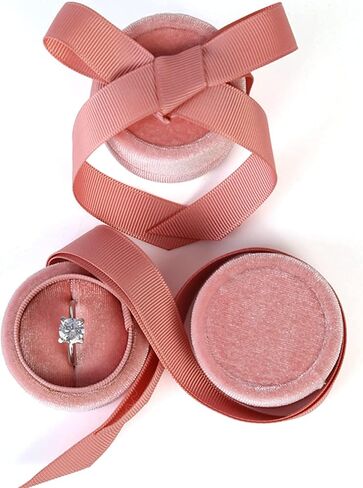 فيضة صندوق خواتم الزفاف والخطوبة، صندوق مجوهرات مخملي فاخر مع فيونكة حريرية انيقة للخطوبة وحفلات الزفاف واعياد الميلاد والذكرى السنوية وعرض الزواج in Kuwait