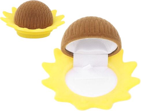 Flocking Jewelry Box Organizer Gift Box sunflower shaped, Cute Box Ring Bearer Case Earring Ring Necklace Jewelry Storage Case Box Anniversary Wedding Valentine’s Day Small Gift Box in Kuwait