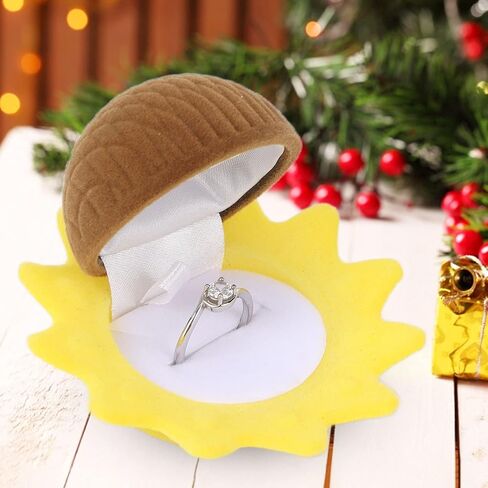 Flocking Jewelry Box Organizer Gift Box sunflower shaped, Cute Box Ring Bearer Case Earring Ring Necklace Jewelry Storage Case Box Anniversary Wedding Valentine’s Day Small Gift Box in Kuwait
