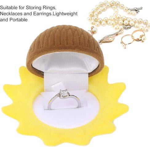 Flocking Jewelry Box Organizer Gift Box sunflower shaped, Cute Box Ring Bearer Case Earring Ring Necklace Jewelry Storage Case Box Anniversary Wedding Valentine’s Day Small Gift Box in Kuwait