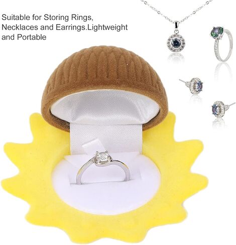 Flocking Jewelry Box Organizer Gift Box sunflower shaped, Cute Box Ring Bearer Case Earring Ring Necklace Jewelry Storage Case Box Anniversary Wedding Valentine’s Day Small Gift Box in Kuwait
