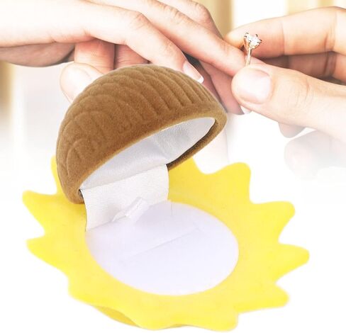 Flocking Jewelry Box Organizer Gift Box sunflower shaped, Cute Box Ring Bearer Case Earring Ring Necklace Jewelry Storage Case Box Anniversary Wedding Valentine’s Day Small Gift Box in Kuwait