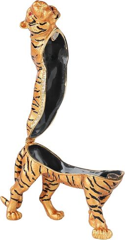 صندوق مجوهرات فاسلينو، بنمط نمر مفصلي مطلي باليد مطلي بالمينا صندوق مجوهرات الحيوانات هدية فريدة لديكور المنزل in Kuwait