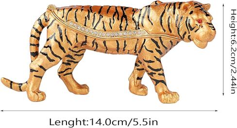 صندوق مجوهرات فاسلينو، بنمط نمر مفصلي مطلي باليد مطلي بالمينا صندوق مجوهرات الحيوانات هدية فريدة لديكور المنزل in Kuwait