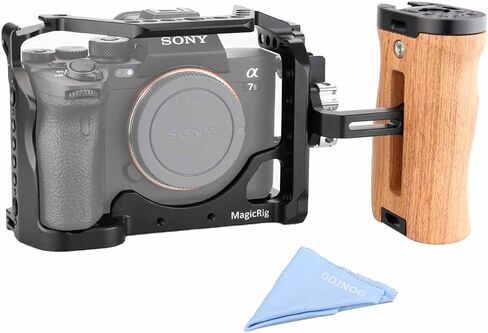 مجموعة قفص الكاميرا MAGICRIG a7siii لهاتف Sony A7S III /A7SIII /A7S3(Alpha 7S III)، مع مقبض جانبي خشبي وقفل مشبك كابل HDMI in Kuwait