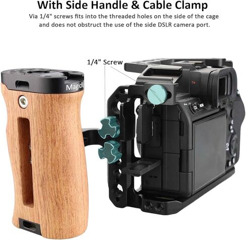 مجموعة قفص الكاميرا MAGICRIG a7siii لهاتف Sony A7S III /A7SIII /A7S3(Alpha 7S III)، مع مقبض جانبي خشبي وقفل مشبك كابل HDMI in Kuwait