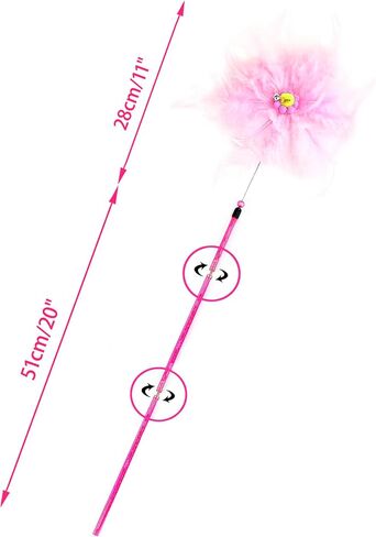 CHIWAVA 3 Pack 31" Combination Feather Cat Toy Wand Sunflowers with Bell Kitten Interactive Cat Teaser Assorted Color in Kuwait