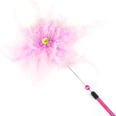 CHIWAVA 3 Pack 31" Combination Feather Cat Toy Wand Sunflowers with Bell Kitten Interactive Cat Teaser Assorted Color in Kuwait