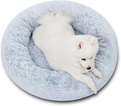 سرير الكلاب N&V متوسط ​​الحجم على شكل دونات، قاعدة إسفنجية لتقويم العظام تساعد حيوانك الأليف على التخلص من آلام المفاصل والعضلات، غطاء من الفرو الصناعي قابل للغسل، مستدير، متوسط، إسبرسو كريمي in Kuwait