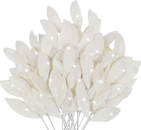 SMARTSWORD 20 قطعة من أوراق الشجر اللامعة الاصطناعية مقاس 13.8 بوصة لعيد الميلاد وبخاخات شجرة عيد الميلاد اللامعة من أوراق الشجر لتزيين أوراق عيد الميلاد لشجرة عيد الميلاد مزهرية ديكور المنزل in Kuwait