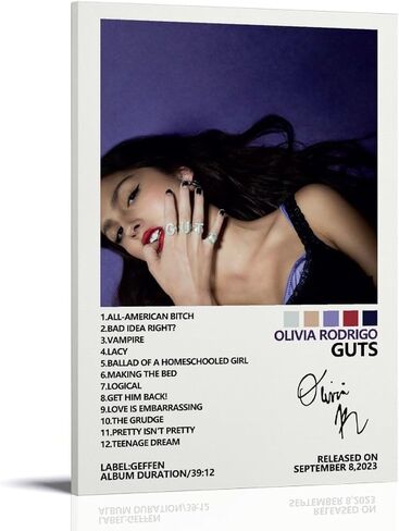 MOMYO Olivia Poster Rodrigo Guts Album Cover Poster Posters for Room Aesthetic Canvas Wall Art Bedroom Decor 12x18inch(30x45cm) in Saudi Arabia