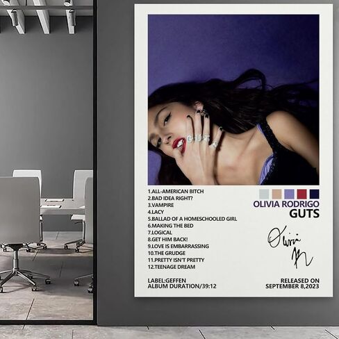 MOMYO Olivia Poster Rodrigo Guts Album Cover Poster Posters for Room Aesthetic Canvas Wall Art Bedroom Decor 12x18inch(30x45cm) in Saudi Arabia