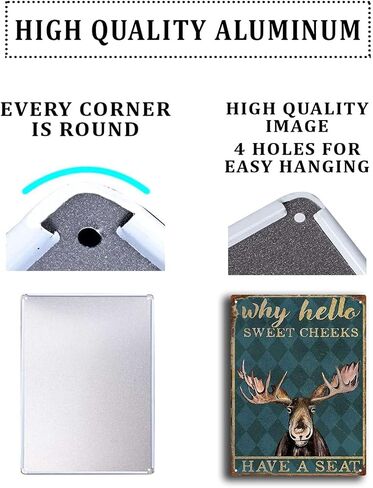 Tin Sign Moose Deer Hello Sweet Cheeks Have A Seat Metal Plaques 12x16inch in Saudi Arabia