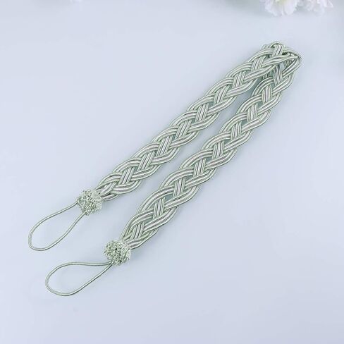BESPORTBLE Curtain Rope Holderback 2PCS Curtain Tiebacks Braided Curtain Rope Buckle Curtain Cord Rope for Home Hotel Restaurant Decoration (Light Green) Braided Drapery Rope in Saudi Arabia