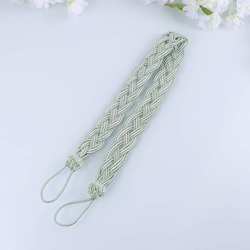BESPORTBLE Curtain Rope Holderback 2PCS Curtain Tiebacks Braided Curtain Rope Buckle Curtain Cord Rope for Home Hotel Restaurant Decoration (Light Green) Braided Drapery Rope in Saudi Arabia