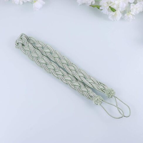 BESPORTBLE Curtain Rope Holderback 2PCS Curtain Tiebacks Braided Curtain Rope Buckle Curtain Cord Rope for Home Hotel Restaurant Decoration (Light Green) Braided Drapery Rope in Saudi Arabia