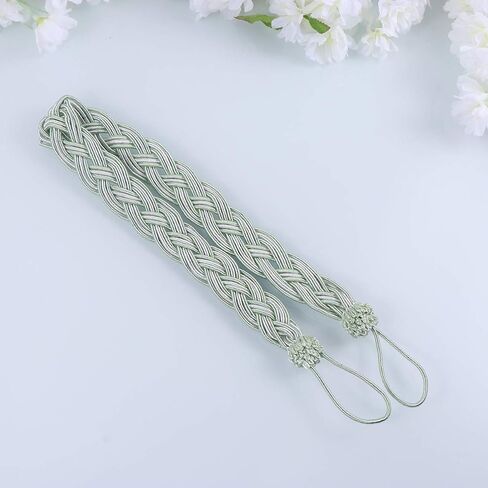 BESPORTBLE Curtain Rope Holderback 2PCS Curtain Tiebacks Braided Curtain Rope Buckle Curtain Cord Rope for Home Hotel Restaurant Decoration (Light Green) Braided Drapery Rope in Saudi Arabia