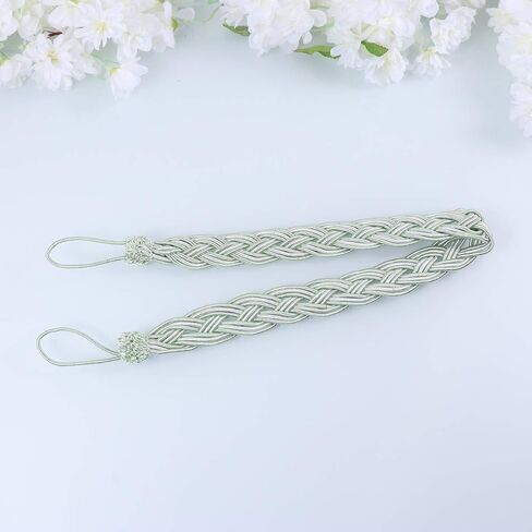 BESPORTBLE Curtain Rope Holderback 2PCS Curtain Tiebacks Braided Curtain Rope Buckle Curtain Cord Rope for Home Hotel Restaurant Decoration (Light Green) Braided Drapery Rope in Saudi Arabia