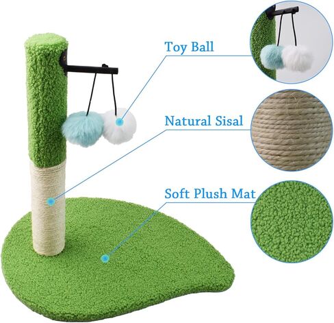 كديبيسب عمود خدش للقطط في الاماكن المغلقة بتصميم اوراق خضراء طويلة مع حبل من السيزال ومخمل ناعم مغطى in Kuwait