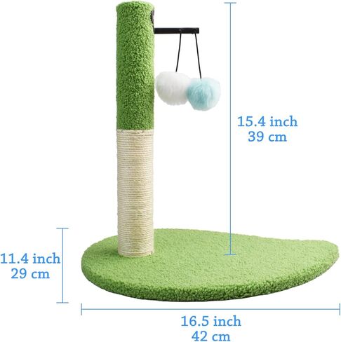 كديبيسب عمود خدش للقطط في الاماكن المغلقة بتصميم اوراق خضراء طويلة مع حبل من السيزال ومخمل ناعم مغطى in Kuwait