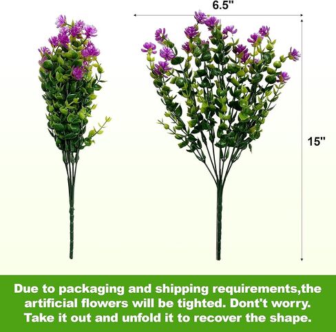 Qneiaym 10 Bundles Fake Flowers,Plastic Artificial Flowers for Outdoors,UV Resistant Faux Flowers Bouquet for Home Garden Porch Window Box Outside Indoor Decoration,5 Colors in Kuwait