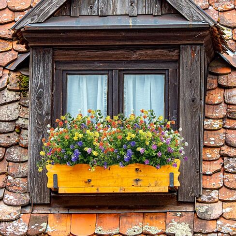 Qneiaym 10 Bundles Fake Flowers,Plastic Artificial Flowers for Outdoors,UV Resistant Faux Flowers Bouquet for Home Garden Porch Window Box Outside Indoor Decoration,5 Colors in Kuwait