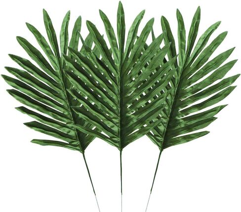 24 قطعة من أوراق النخيل الاصطناعي من هوكر، محاكاة حيوية وهمية النباتات الاستوائية الحريرية، للمنزل المطبخ حزب الزهور ترتيب ديكورات الزفاف in Kuwait