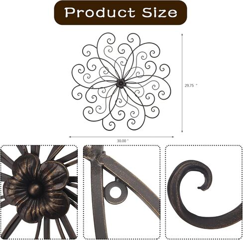 adeco dn0014 برونزي معدني من تصميم على شكل زهرة الحضرية لتزيين الحائط للحصول على المزيد من الطبيعة هدايا تزيين المنزل والمطبخ ، برونزي in Kuwait