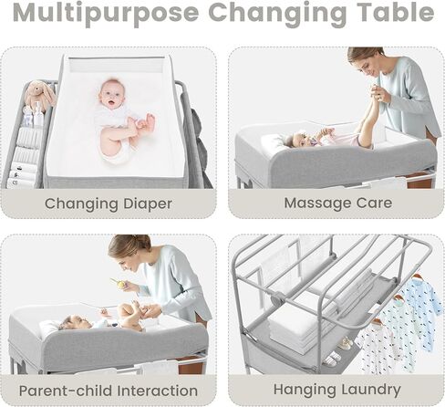 SEA PUNK Portable Baby Diaper Changing Table, Foldable Diaper Changing Table, Waterproof Diaper Changing Table Height Adjustable Changing Diaper Station for Infant and Nursery, Mobile Changing Station in Kuwait