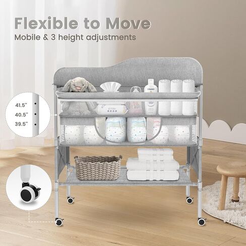 SEA PUNK Portable Baby Diaper Changing Table, Foldable Diaper Changing Table, Waterproof Diaper Changing Table Height Adjustable Changing Diaper Station for Infant and Nursery, Mobile Changing Station in Kuwait
