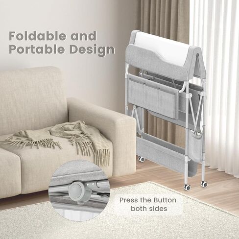 SEA PUNK Portable Baby Diaper Changing Table, Foldable Diaper Changing Table, Waterproof Diaper Changing Table Height Adjustable Changing Diaper Station for Infant and Nursery, Mobile Changing Station in Kuwait