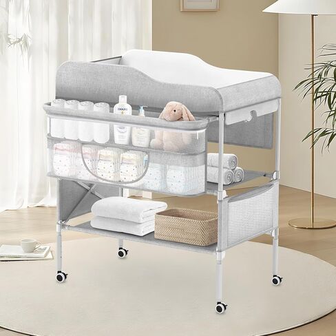 SEA PUNK Portable Baby Diaper Changing Table, Foldable Diaper Changing Table, Waterproof Diaper Changing Table Height Adjustable Changing Diaper Station for Infant and Nursery, Mobile Changing Station in Kuwait