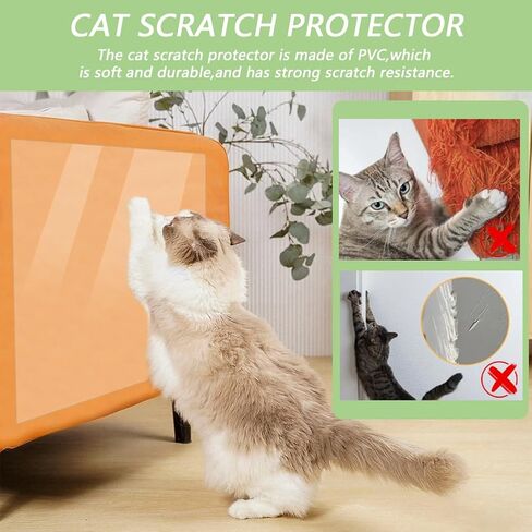 Cat Carpet Protector, Non-Slip Cat Carpet Protector Mat and Scratch Protector, Carpet Scratch Stopper from Cat/Dog Scratching for Doorway DIY Cut(Clear) in Saudi Arabia