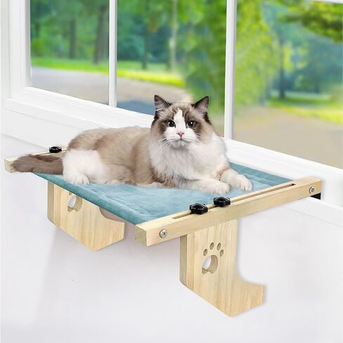 Cat Sill Window Perch Sturdy Cat Hammock Window Seat for Large Cats, Easy to Adjust Cat Bed for Windowsill-No Drilling Required, Bedside, Drawer and Cabinet (20.07''-Velvet Fabric) in Kuwait