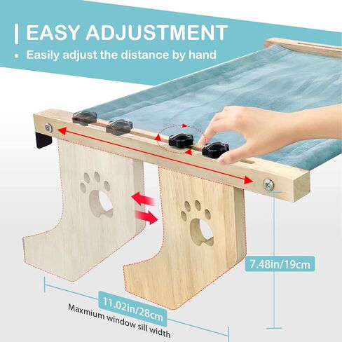 Cat Sill Window Perch Sturdy Cat Hammock Window Seat for Large Cats, Easy to Adjust Cat Bed for Windowsill-No Drilling Required, Bedside, Drawer and Cabinet (20.07''-Velvet Fabric) in Kuwait