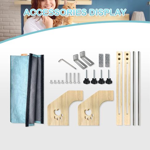 Cat Sill Window Perch Sturdy Cat Hammock Window Seat for Large Cats, Easy to Adjust Cat Bed for Windowsill-No Drilling Required, Bedside, Drawer and Cabinet (20.07''-Velvet Fabric) in Kuwait