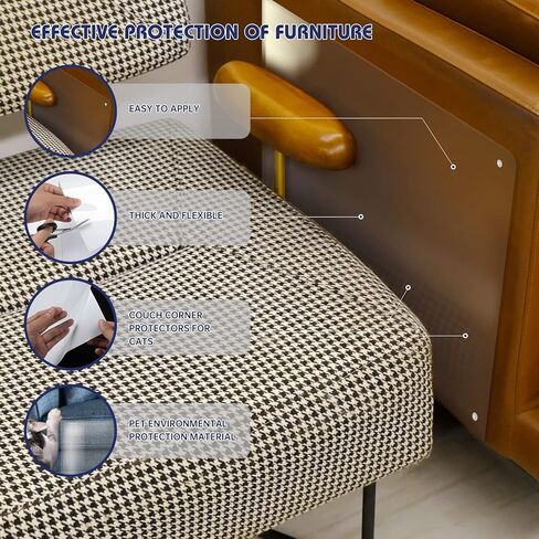 واقي الأثاث من خدش القطط من كيتجو - 12 قطعة، واقي أريكة مضاد للخدش، واقي خدش شفاف للقطط لأثاث طاولة كرسي الأريكة، واقي زاوية القطط، مقاسين in Kuwait