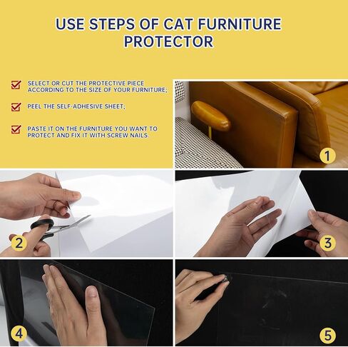 واقي الأثاث من خدش القطط من كيتجو - 12 قطعة، واقي أريكة مضاد للخدش، واقي خدش شفاف للقطط لأثاث طاولة كرسي الأريكة، واقي زاوية القطط، مقاسين in Kuwait