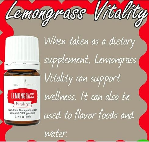 Young Living Lemongrass Vitality - Culinary & Beverage Flavoring Essential Oil - 100% Pure and Natural, Premium-Grade - Digestive Support - Fresh and Citrusy Flavor - 5ml in Saudi Arabia