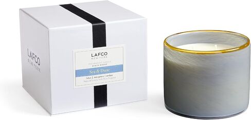 شمعة LAFCO New York ذات 3 فتيل، البحر والكثبان الرملية - 30 أونصة - وقت حرق 120 ساعة - وعاء زجاجي منفوخ يدويًا قابل لإعادة الاستخدام - صنع في الولايات المتحدة الأمريكية in Saudi Arabia