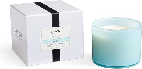 شمعة LAFCO New York ذات 3 فتيل، البحر والكثبان الرملية - 30 أونصة - وقت حرق 120 ساعة - وعاء زجاجي منفوخ يدويًا قابل لإعادة الاستخدام - صنع في الولايات المتحدة الأمريكية in Saudi Arabia