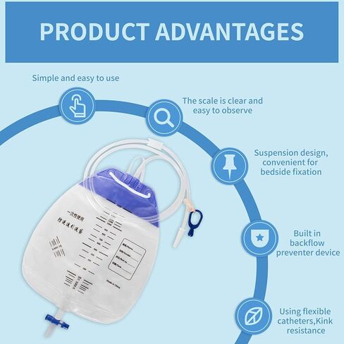 10 قطع من أكياس تصريف البول، وأكياس قسطرة ليلية، وحقيبة تجميع البول مع غرفة مضادة للارتجاع، وحقيبة تصريف طبية، وحوض تصريف سعة 1500 مل، وحقيبة بول قابلة للحمل، ونظام مبولة (موصل باغودا) in Kuwait